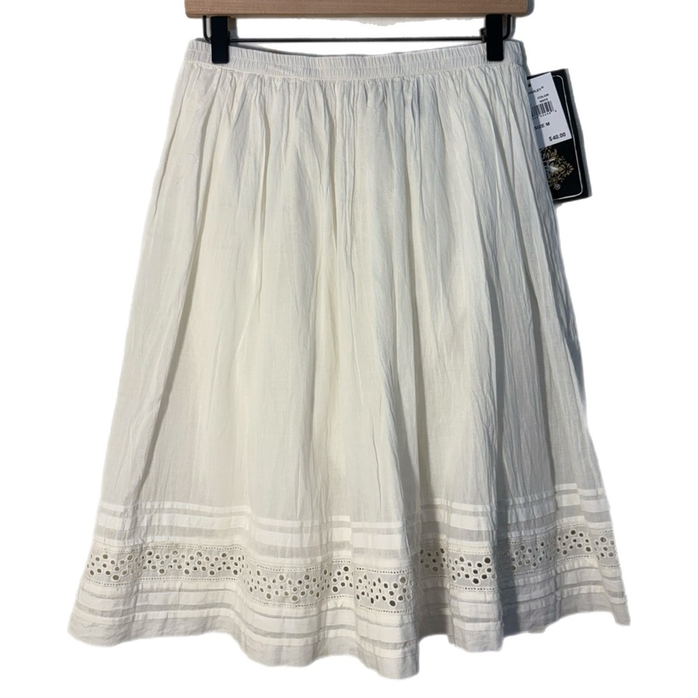 JANE ASHLEY 100% Cotton Eyelet Skirt White M. NWT